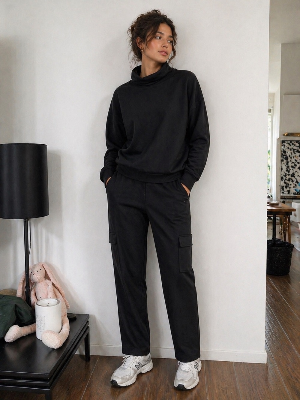 KINESIS Black Mock-Neck Sweatshirt Set